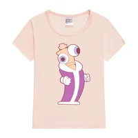 Kinger The Amazing Digital Circus Sticker Cartoon Girls Clothes From 3 to 12 Years Old Graphic Top Birthday T Shirts Summer Tee 3