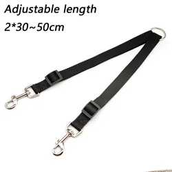 Double Dog Leash: Adjustable V - Shape Nylon Coupler for Two Dogs - Colorful and Strong Design (Black)