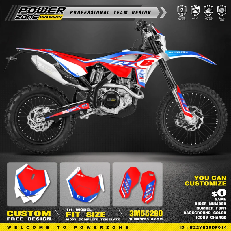 PowerZone Custom Team Graphic Decal & Sticker Kit For BETA 2020 2021 2022 RR RR-S 125 200 250 300RR 350 390 430 480 RR-S RX 20