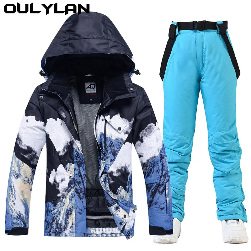 

Oulylan -30 Men Women's Ice Snow Suit Wear Waterproof Winter Costumes Snowboarding Clothing Ski Jackets Ski Pants