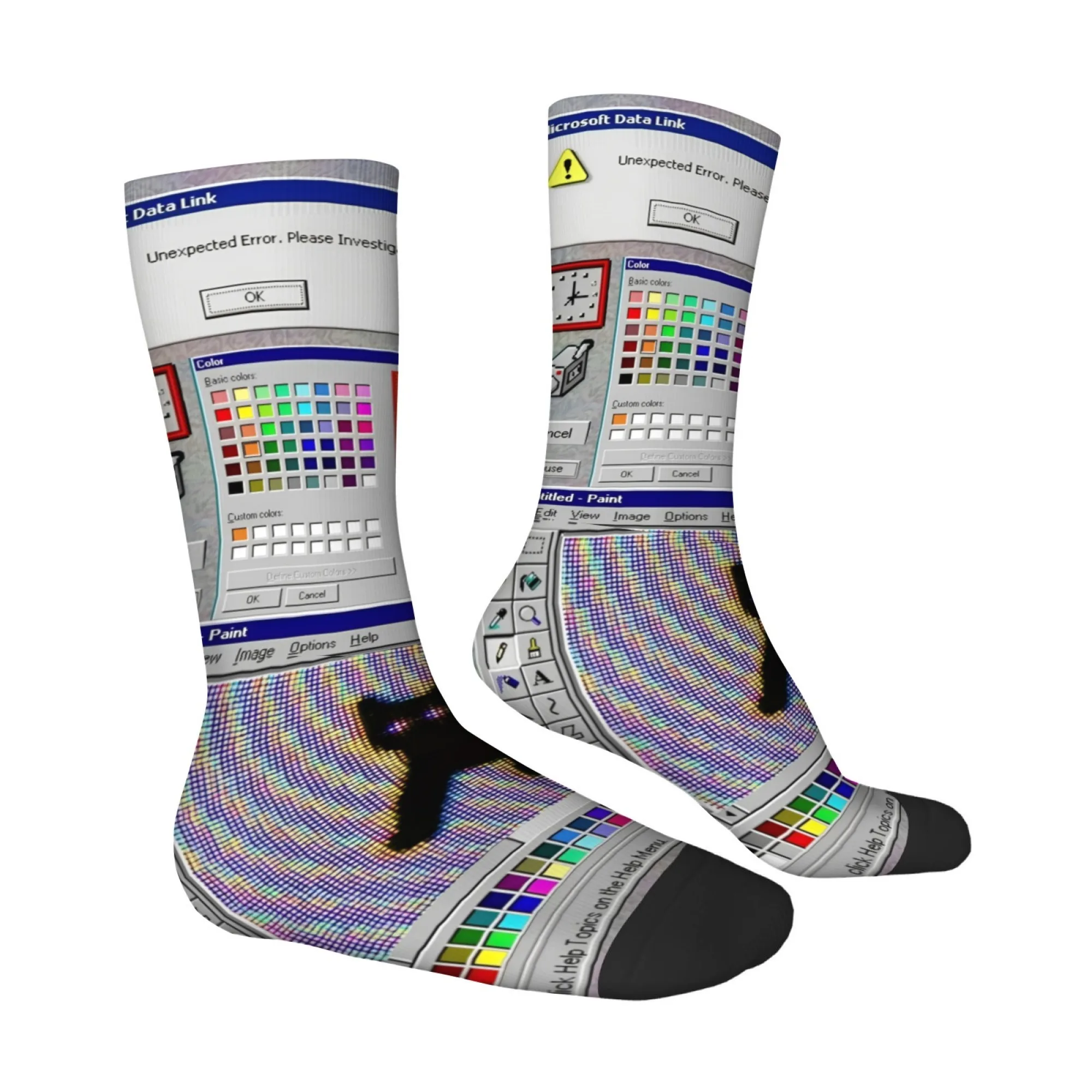 Cyber ​​Retro Malfunction Pop-Up Men's Socks - Nostalgic Casual Party Gift