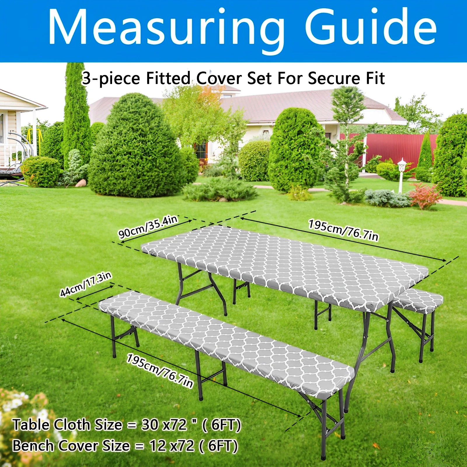 Waterproof Polyester Picnic Table Cover Set for Outdoor Camping