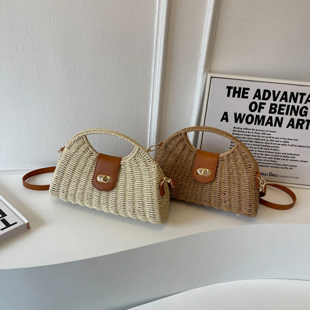 Women Messenger Bags Woven Shell Summer Top-Handle Bags Handmade Fashion Holiday Casual Lady Straw Bag