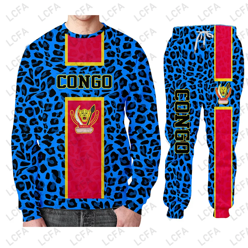 Democratic Republic Of The Congo Flag 3D Print Leopard Sweatshirt Unisex Casual Pullover Tracksuit Men  Men Clothes Sport Jersey 4
