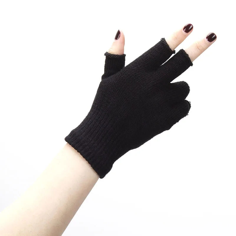 Gants Sans Doigts Tricotés À La Main Poignets Confortables Gants Demi-Doigts