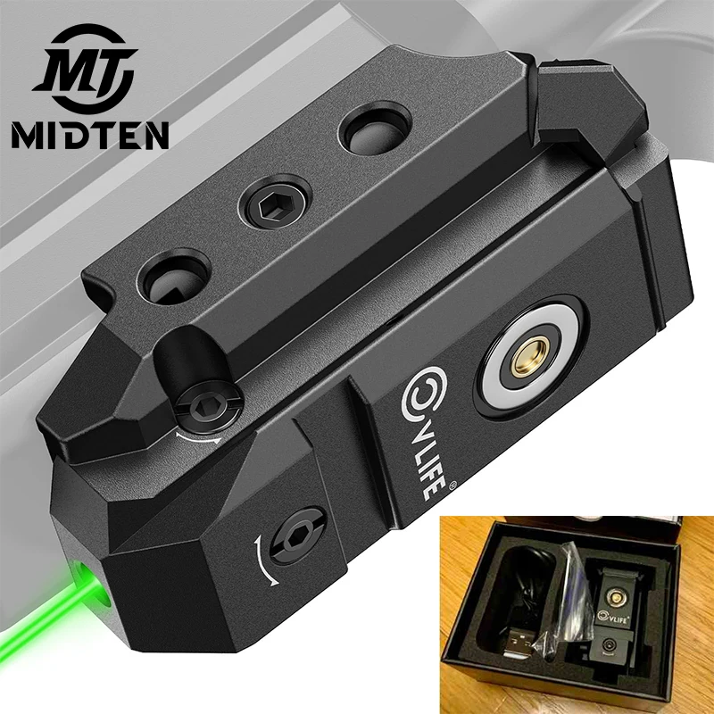 MIDTEN Rechargeable Green Laser Sight Pistol Upgraded Low-Profile Sight Magnetic Charging Port laser sight