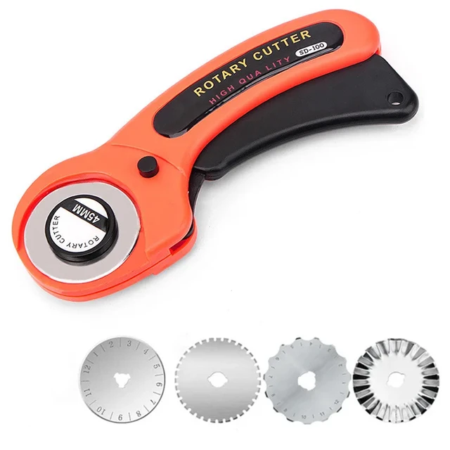 45mm Rotary Cutter with 5 Replacement Blades Safety Lock Rotary Cutter Set  Sewing Cutting Tool for Fabric Papers Leather Crafts - AliExpress