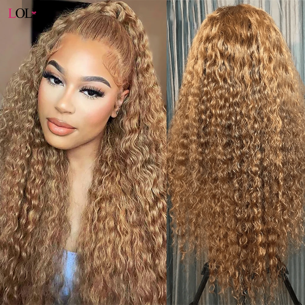 27 Brown Lace Front Wig Deep Curly Lace Front Human Hair Wigs Colored