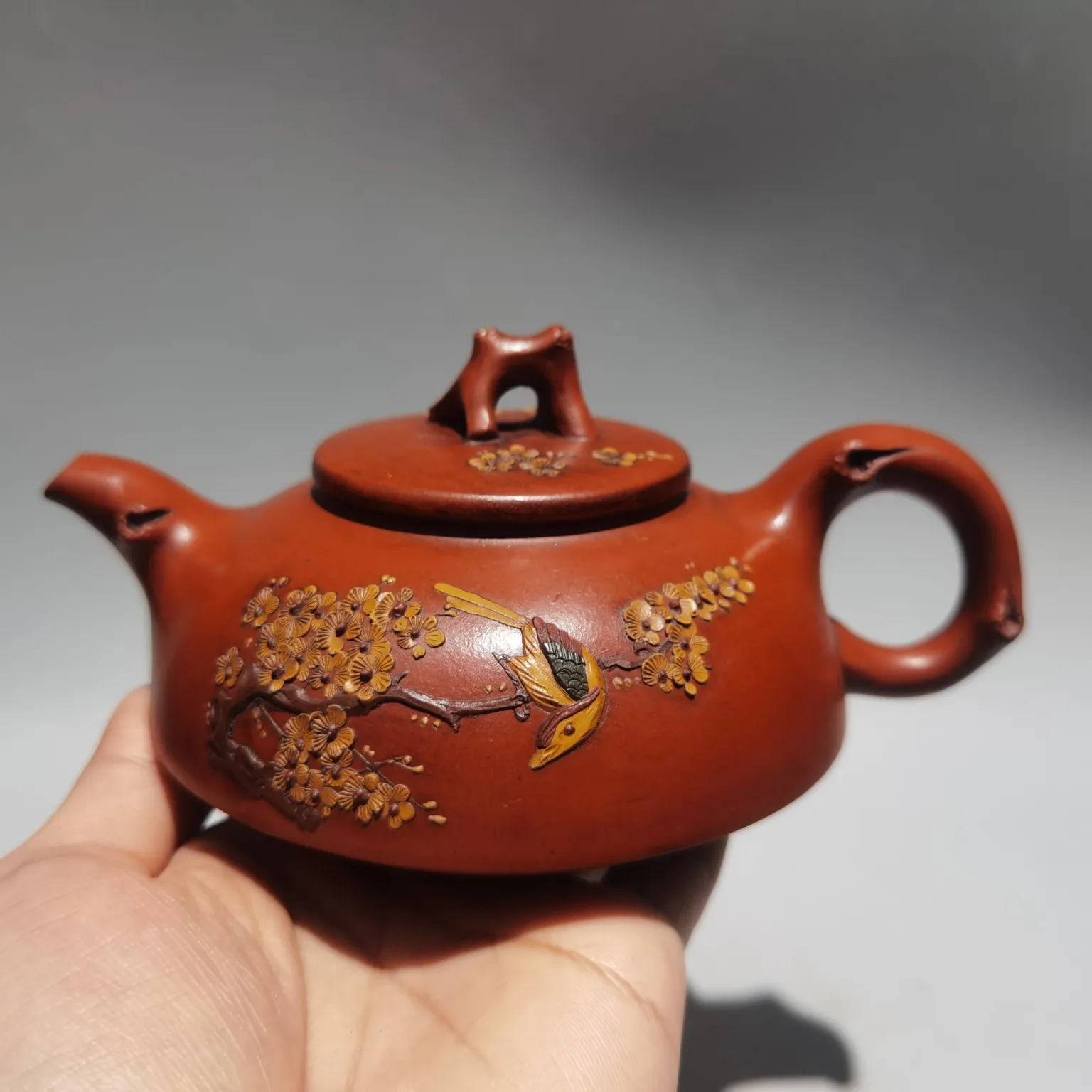 

7"Chinese Yixing Purple Clay Pot Pottery magpie overjoyed teapot kettle red mud Teapot Pot Tea Maker Office Ornaments