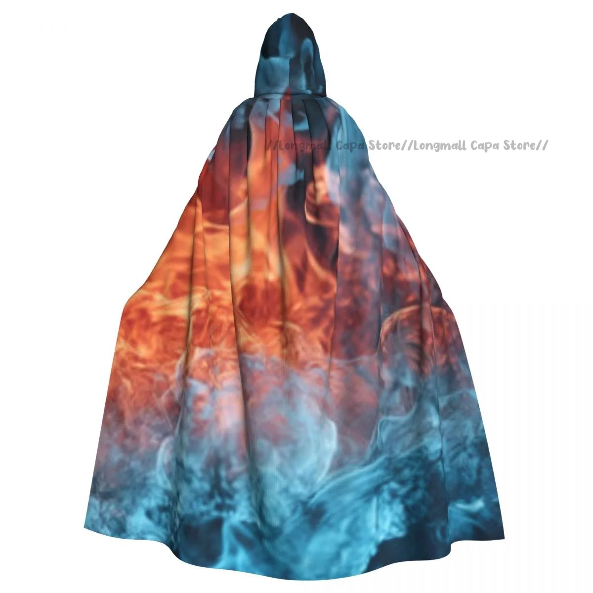 

Adult Vampire Cape Hooded Robe Fire And Ice Halloween Cloak Full Length Cosplay
