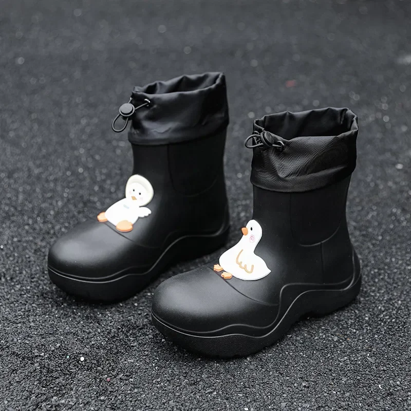 Cartoon Thick Sole Rainshoes for Women Anti slip Durable Outdoor Water Shoes Fashion Waterproof Lightweight Rainboots Ladies
