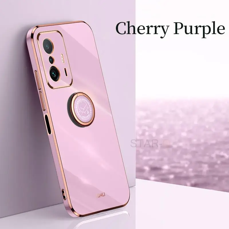 Luxury Plating Bumper Ring Holder Phone Case with Silicone Stand Cover