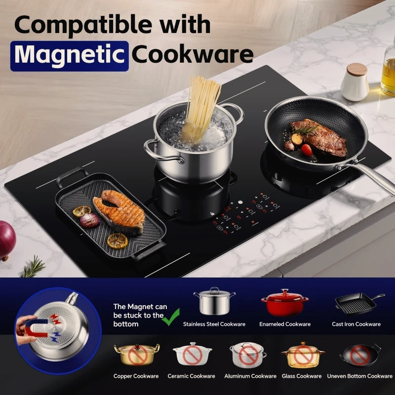 36 inch Electric Induction Cooktop 5 Burners, 10800W,Timer,Sensor Touch Control 5