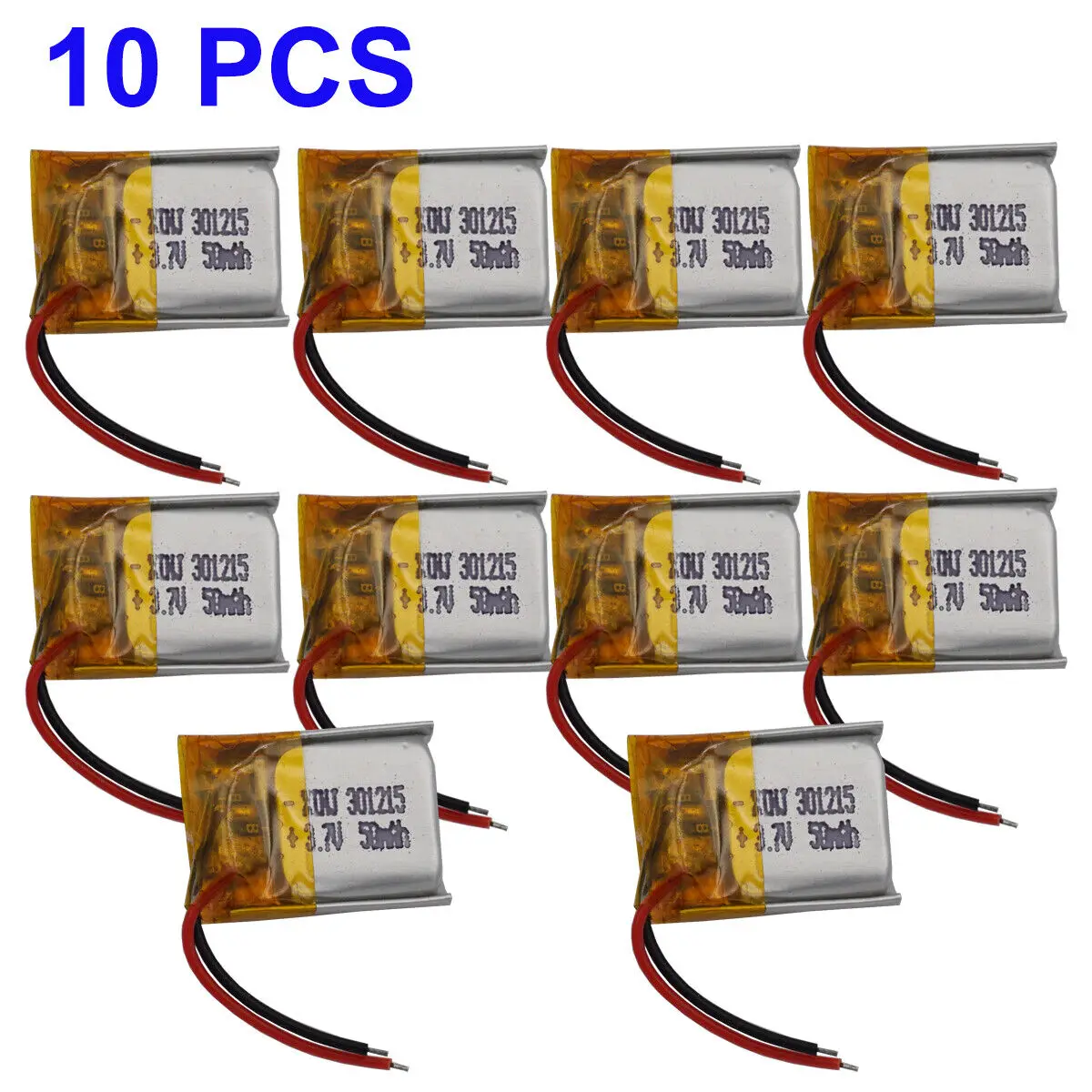 

10pcs 3.7V 50mAh Li-Polymer Li Battery Li-ion 301215 For MP3 Mp4 Headphones Bluetooth 3D Glasses Record Pen Speaker Headset