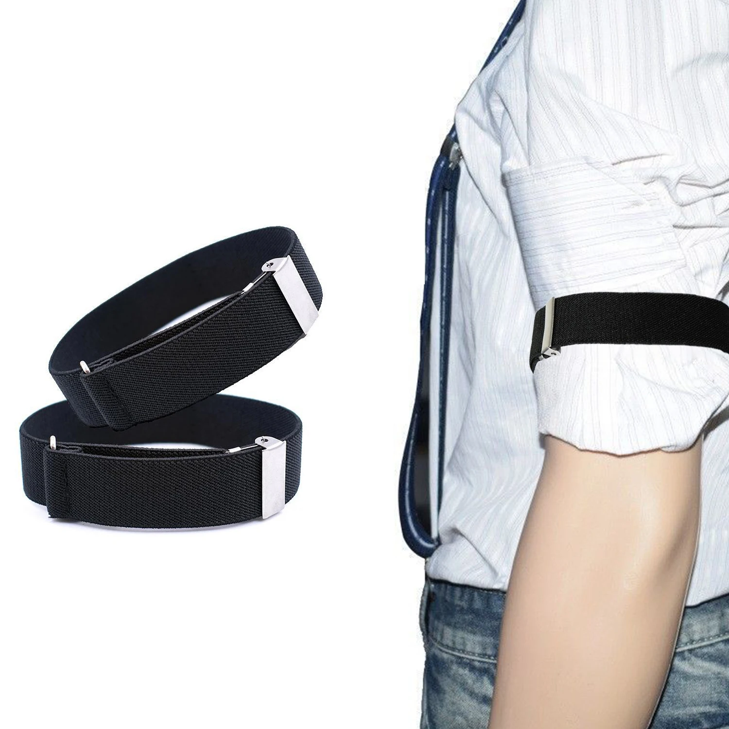 1 paio di supporti per maniche per camicia antiscivolo con fascia da braccio regolabile elastica. Supporti per maniche per camicia antiscivolo  200000297