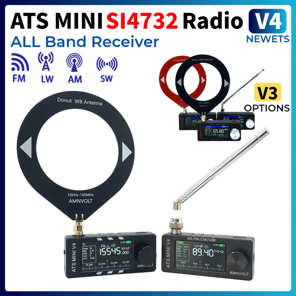 AMNVOLT V4 ATS MINI SI4732 Radio Full Band DSP Radio FM AM SSB LSB