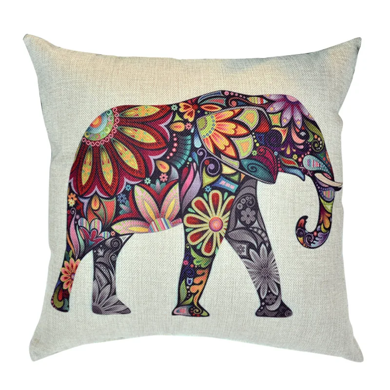 

Cute Animal Pillow Cases Bohemian Elephant Cotton Linen Pillow Cover Decoration Sofa Bed Pillowcase for Pillow 45x45 Cm Bedroom