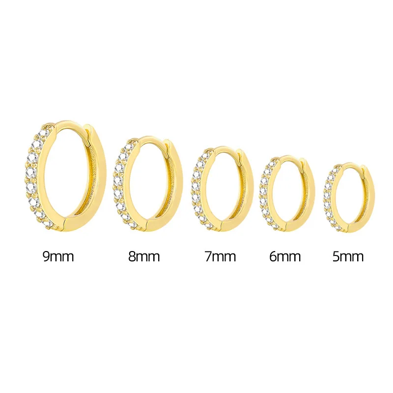2PCS Stainless Steel Minimal Crystal Zirconia Hoop Earrings Gold Silver Color Small Huggie Cartilage Earring Piercing - detail 23