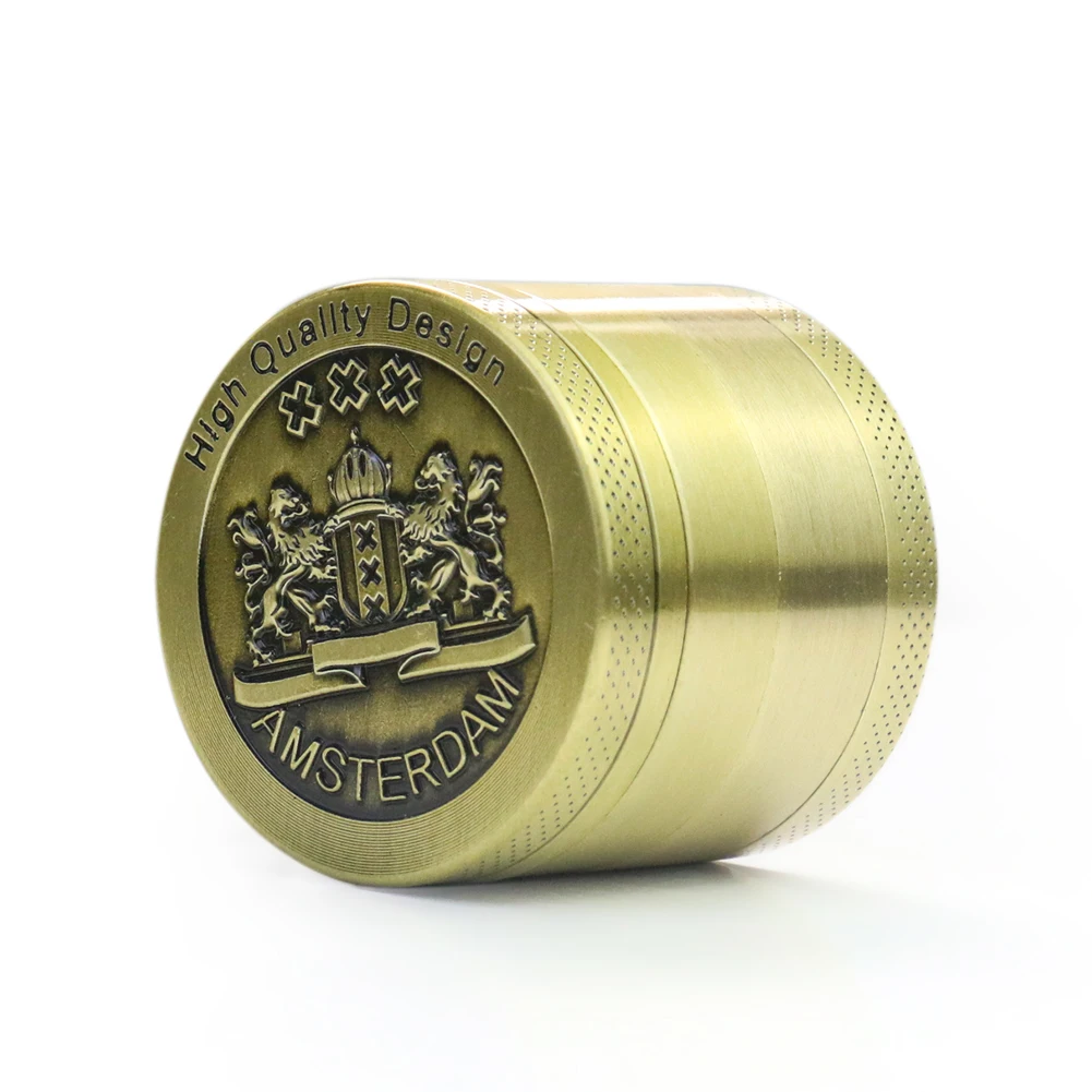 Smerigliatrice Manuale Per Tabacco In Ottone Amsterdam Smoke Grinder Per Erba A 4 Strati A Base Di Erbe Spezie Macinapepe Frantoio Accessori Per Fumat