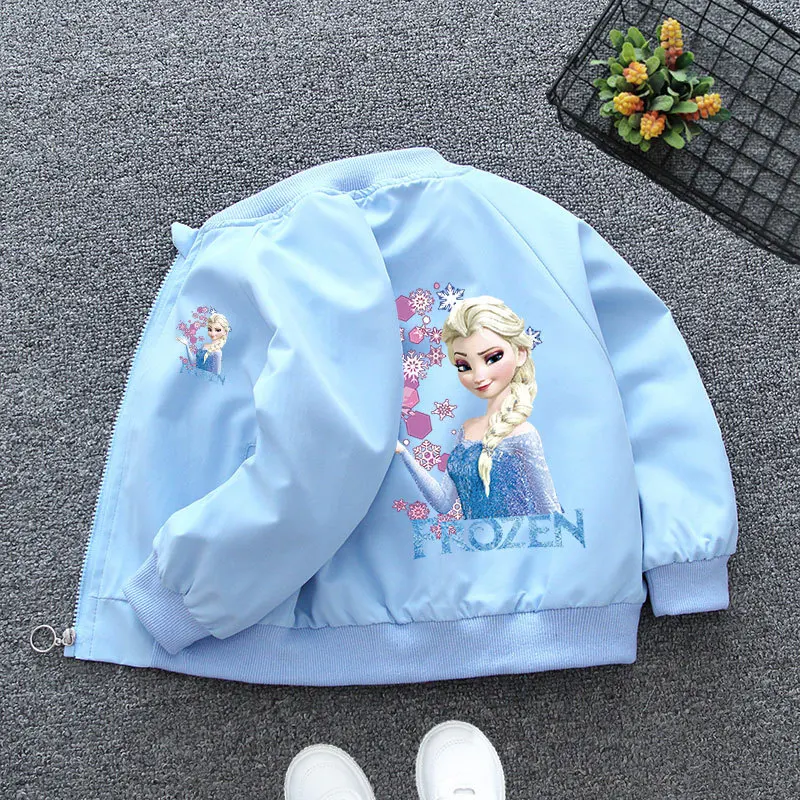 

Girls Jacket Long Sleeve Frozon Princess Cartoon Jacket Coat for Toddler Girl Outerwear Clothing Children Baseball Coat