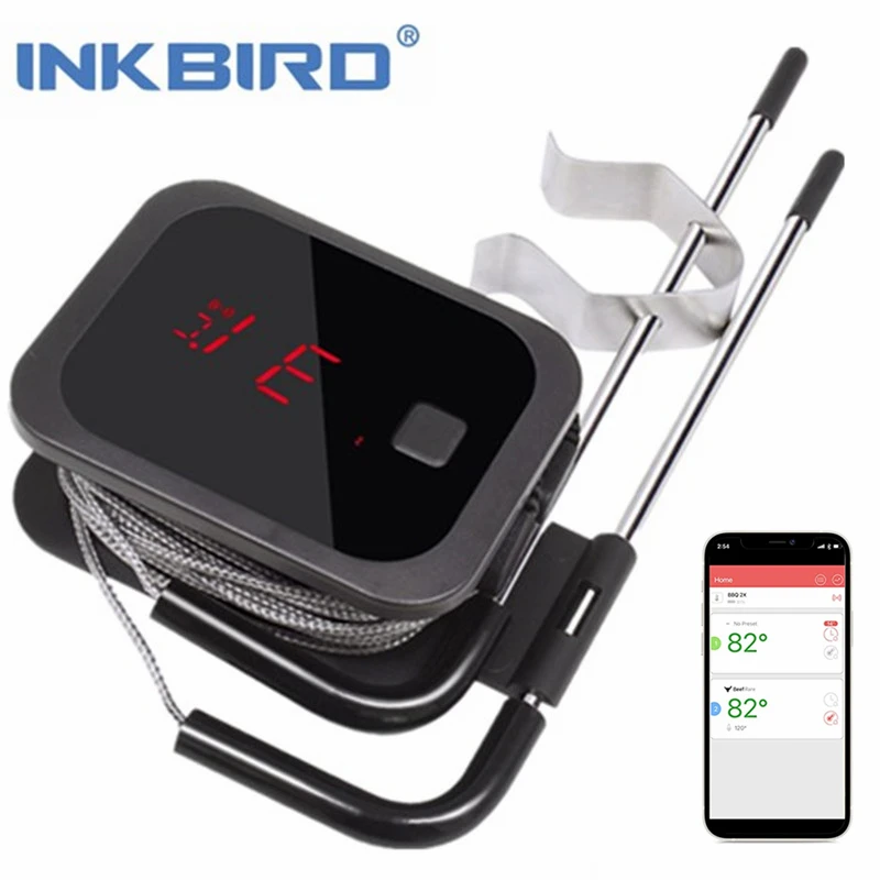 Inkbird Termometro Food Cooking Bluetooth Wireless Bbq Termometro Ibt-2X Con Doppie Sonde E Timer Per Forno Meat Grill Bbq