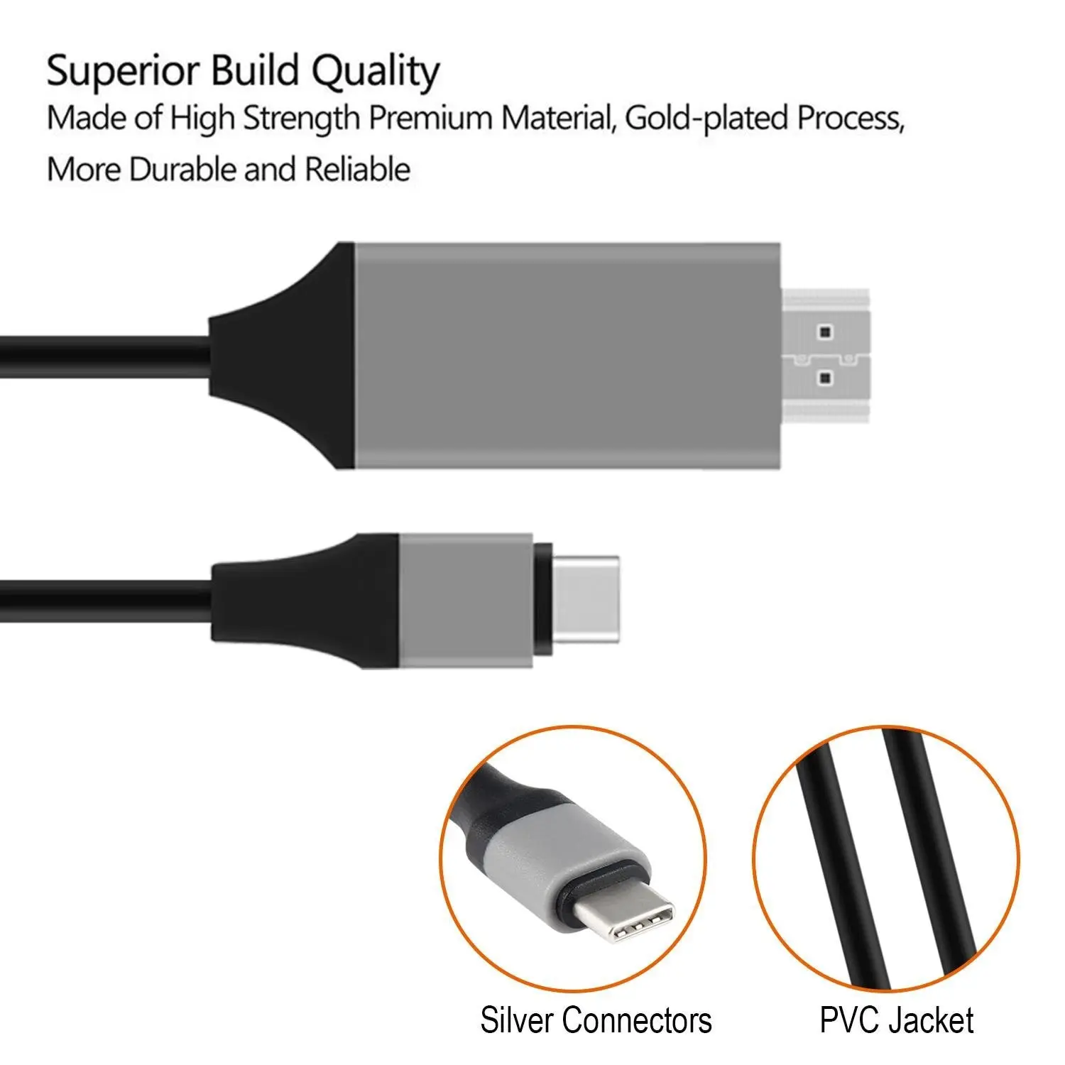 ƺ PC Ϳ Ȯ , CŸ to HDMI USB 3.1 to HDMI ȣȯ ̺, HDTV, 30Hz, 4K, USB C ̺