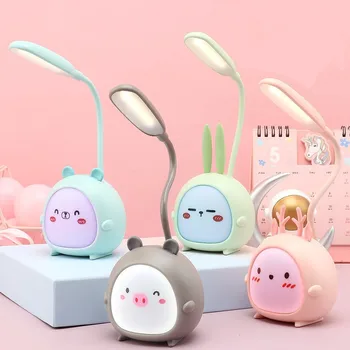 귀여운 동물 LED 책상 램프 Foldable 디 밍이 가능한 USB 전원 테이블 빛 3 색 온도 조절 학습 휴대용 램프