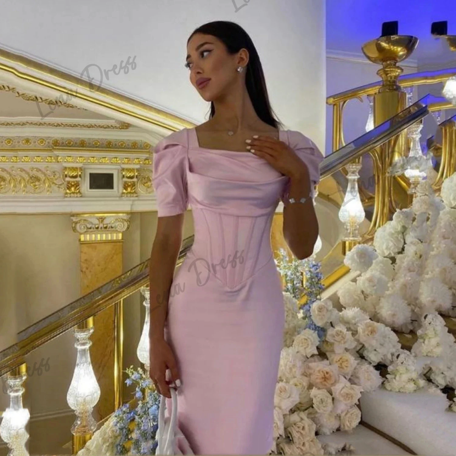 

Lena-Bridesmaid Dress Women's Es Elly Evening Dress Ball Pink Mermaid Cocktail Party Dress Grace