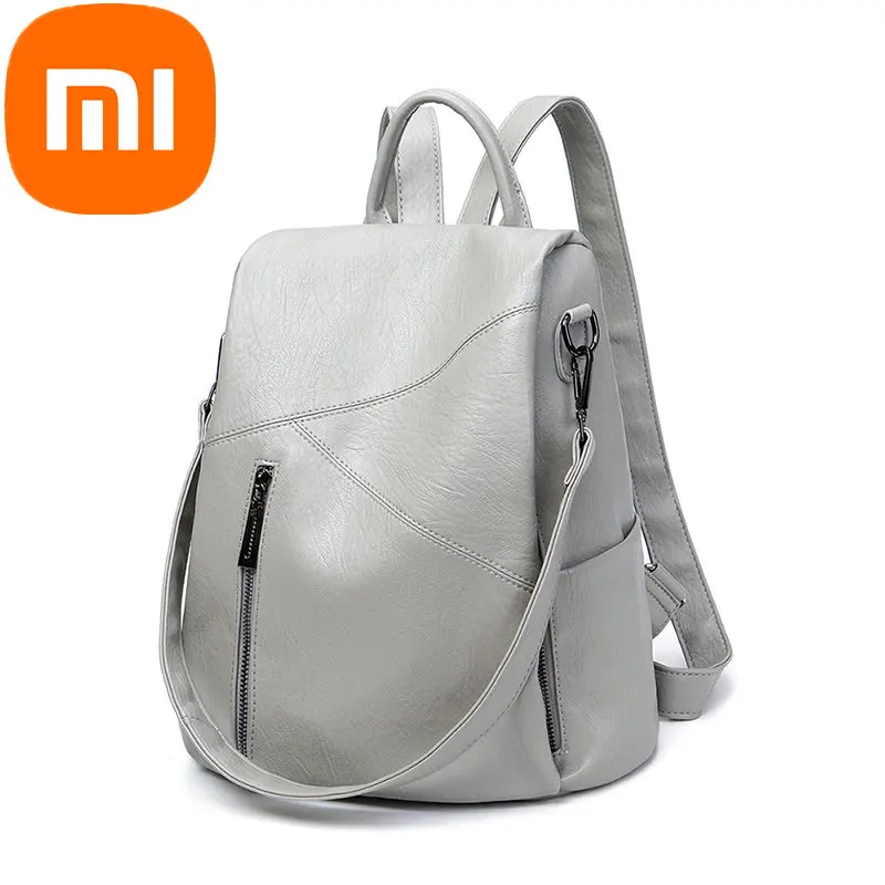 

Xiaomi Backpack Women's New 2023 Summer Versatile Soft Leather Backpack Large Capacity Leisure Burglar Proof Travel Bag