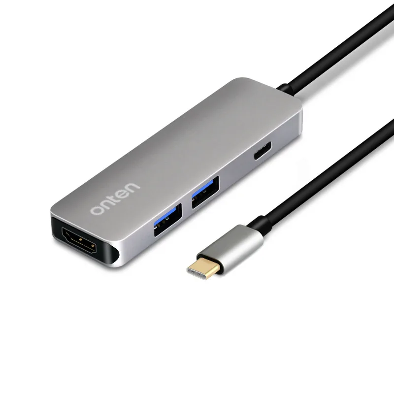 

4in1 Type C To 4K HDMI-Compatible TV Audio Video Adapter Converter +Charging Port +2 USB 3.0 HUB Connector for Macbook PC Phone
