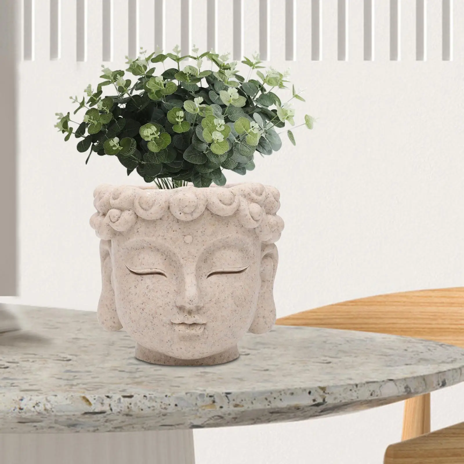 Buddha Head Flower Pot Flower Vase Decors Planters with Drainage Hole Indoor Plants Plant Containers for Kitchen Desk Garden
