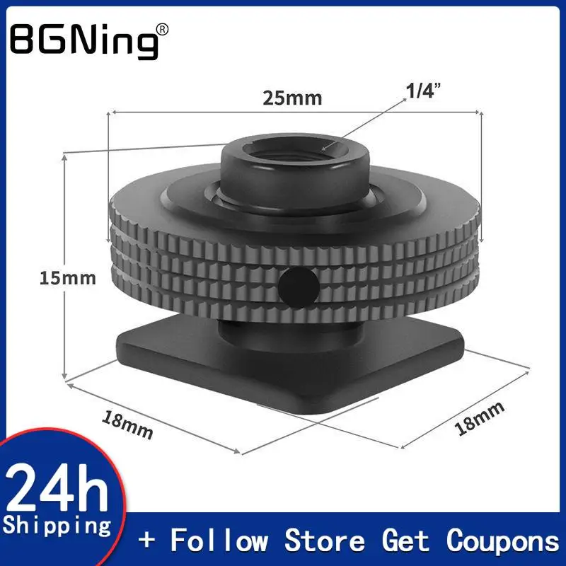 1/4" Threaded Hole Cold Shoe Holder Mount Adapter for SLR Camera Cage Rig Tripod Flash Light Stand Mic Monitor Holder Phone Vlog