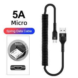 Telescopic Fast Charging USB Type C Cable - 5A, 1.5m/1m, - 1m (Micro Black)