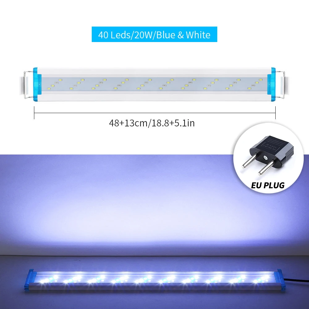 90-260V Aquarium LED Light Super Slim Fish Tank Aquatic Plant landscape Grow Lighting Bright Clip Lamp 18-71cm for Fish Tank 