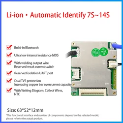 Advanced Smart BMS with Built-in Bluetooth and UART for Li-ion and LiFePo4 Batteries - Enhanced Battery Management Balance Board (Li-ion Built-in BT)