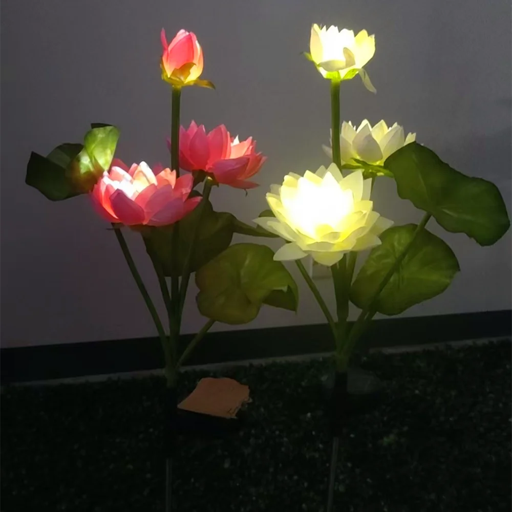 Solar-Powered Lotus Flower LED Garden Lights - Outdoor Decorative Landscape Lighting