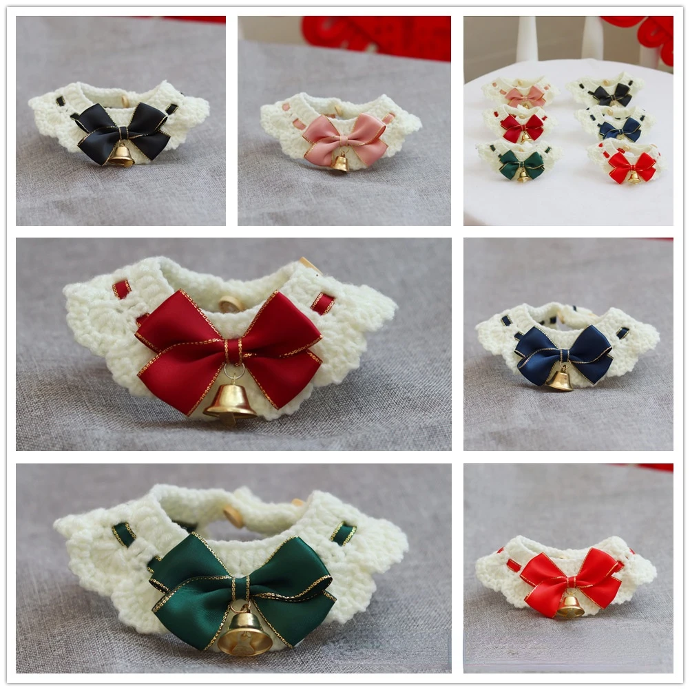 

Pet Knitted Collars Wool Collars Cat and Dog Collars Collars Jewelry Small Fresh Bow Ties