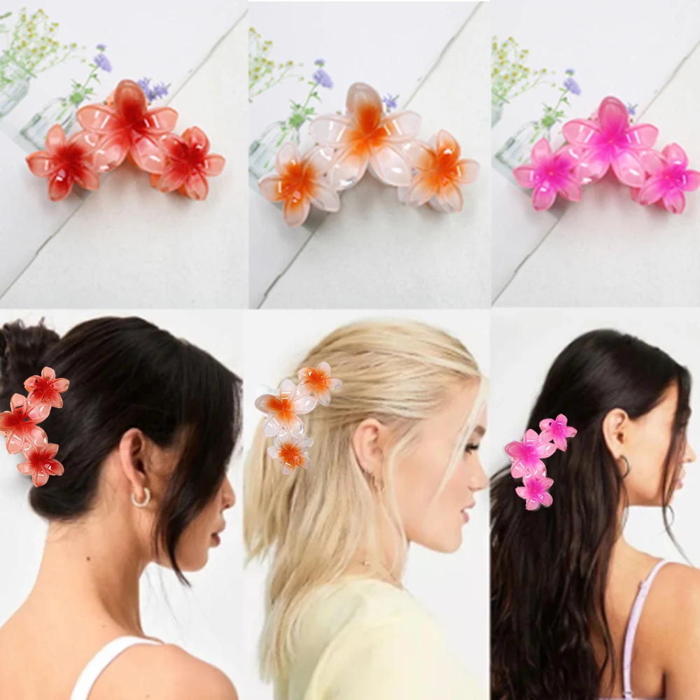 Candy Color Flower Hair Claw Clips for Women Sweet Shark Clip Hair Claw Crab Clamp Barrettes Holiday Travel Hair Accessories