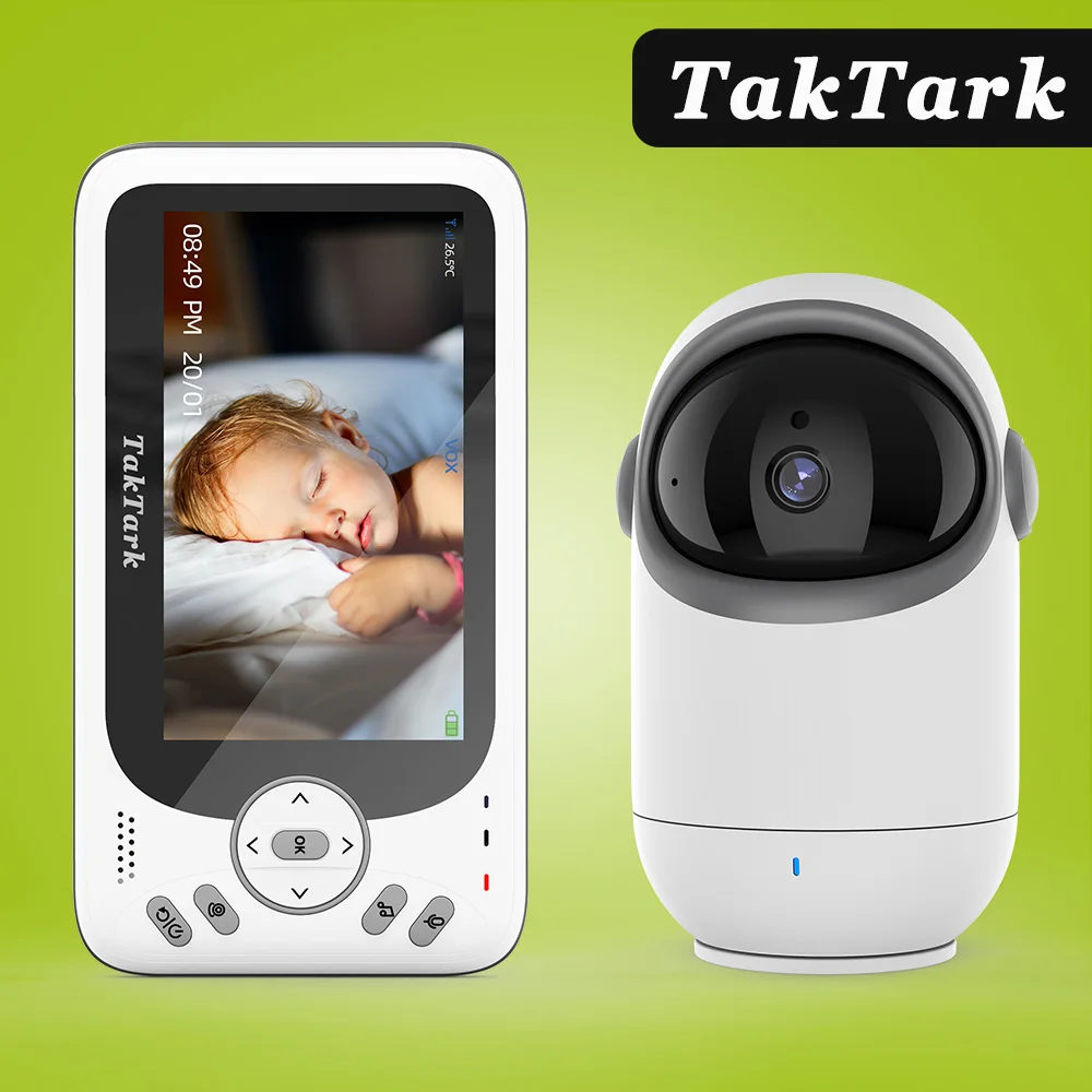 TakTark Camara Vigilancia Bebe, 5 IPS 720P Vigilabebes con Camara Rotación  300°, Vigila Bebes con Cámara Inalámbrico Monitor con Visión Nocturna, VOX,  Comunicación Bidireccional, Sin WiFi Sin App : : Bebé