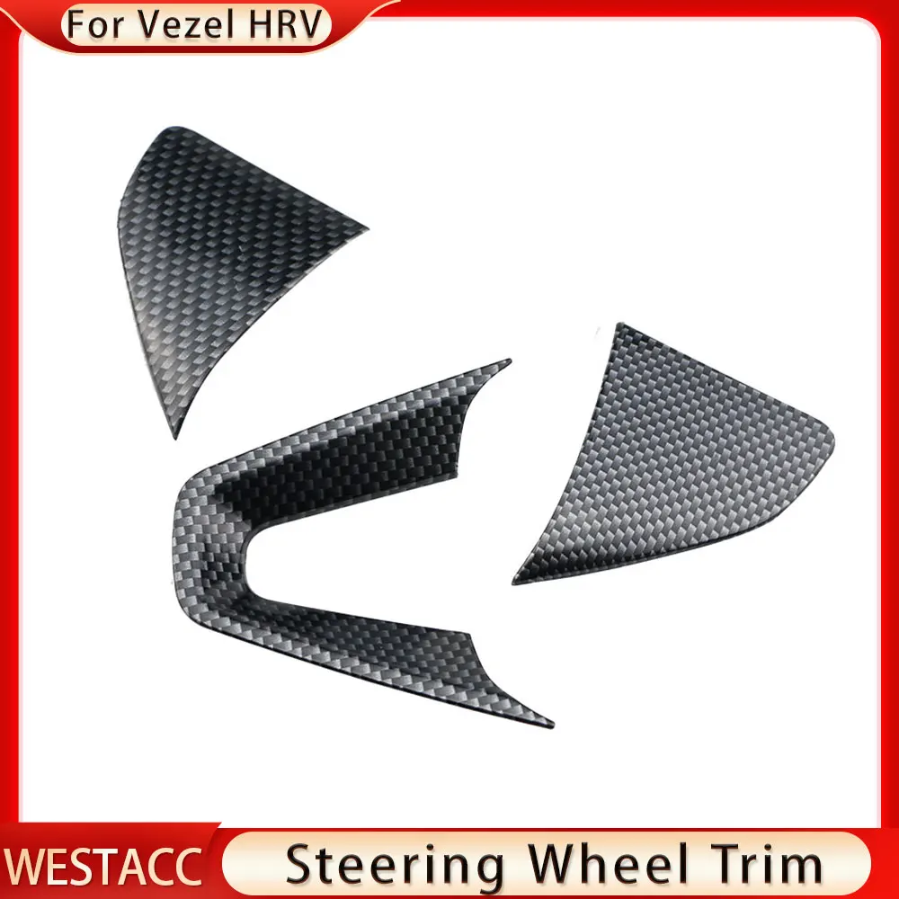 3 개/대 자동차 인테리어 스티어링 휠 커버 장식 스티커 트림 혼다 HRV HR-V Vezel 2014 - 2020 스타일링 액세서리