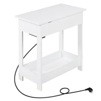 Table d'appoint EUGAD avec prise intégrée, table de chevet, console de café, table de canapé, plateau de table pliable pour salon, chambre, cuisine, entrée 1