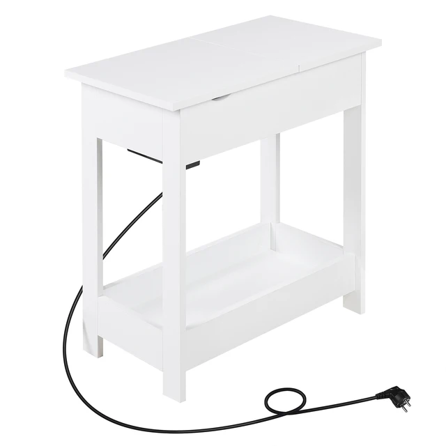 Table d'appoint EUGAD avec prise intégrée, table de chevet, console de café, table de canapé, plateau de table pliable pour salon, chambre, cuisine, entrée 1