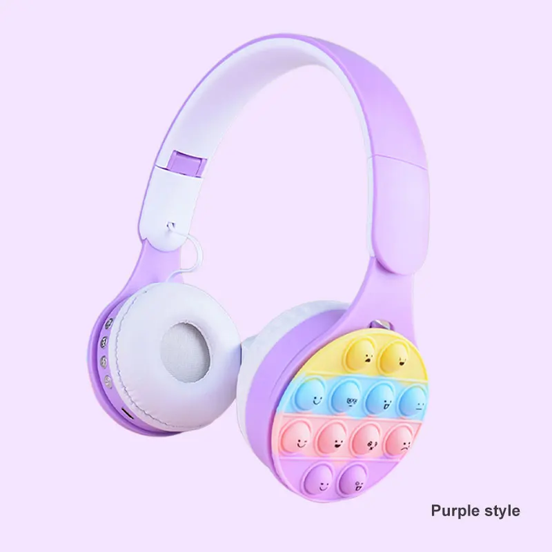 Headworn Rainbow Bubble Wireless Bluetooth S 5.0 Pressure Reducing Cute Foldable With Microphone Card Insertion_voghion.com