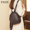 New Simple Deep Coffee Color Women Backpack Natural Cow Leather Female Double Shoulder Bag Leisure Quality School Rucksack 1