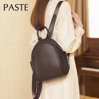 New Simple Deep Coffee Color Women Backpack Natural Cow Leather Female Double Shoulder Bag Leisure Quality School Rucksack 1
