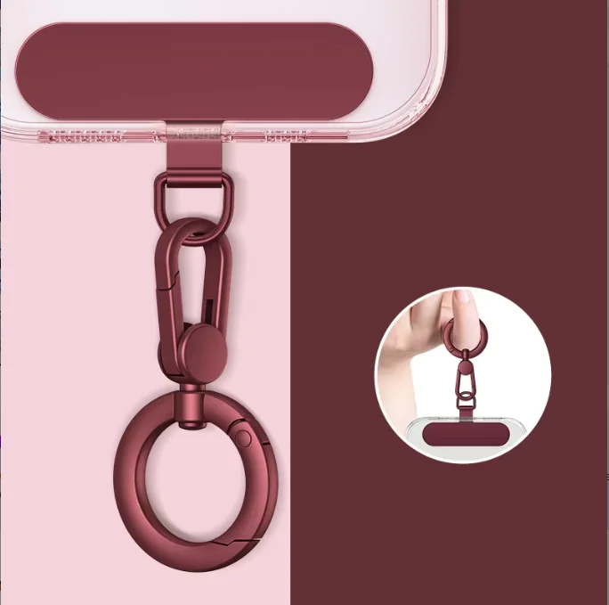 Metal Phone Lanyard Gasket with Rotatable Buckle - Steel Clip Card Cord Tab