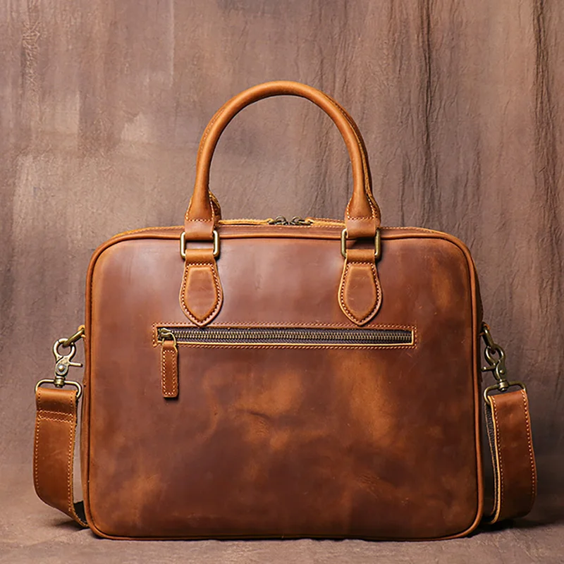 Vintage Men's Leather Briefcase Designer High Quality Crossbody Bag Business Brown Handbag Messenger Bag Men's Laptop Bag ﻿ 3