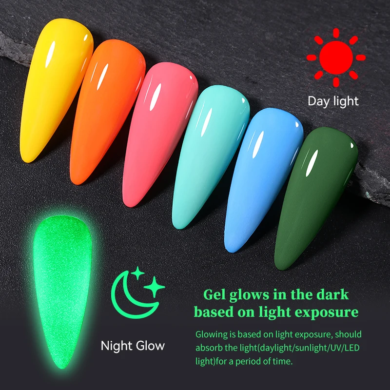 UR SUGAR 7ml Luminous Gel Nail Polish Summer Glow In Dark Fluorescent Top Coat UV LED Gel Semi-permanent Soak Off Gel Varnish