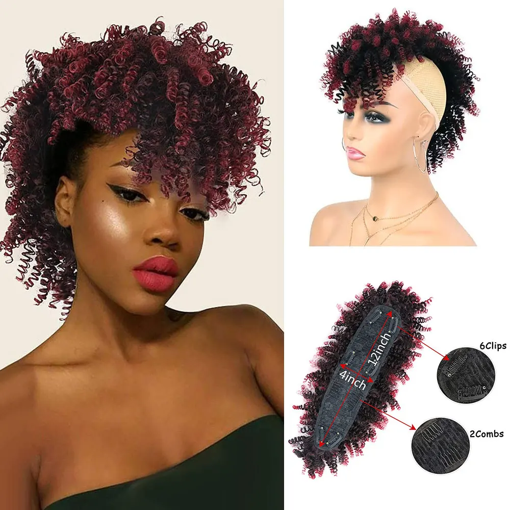 Synthetic High Puff Afro Mohawk Ponytail Extension Image 6
