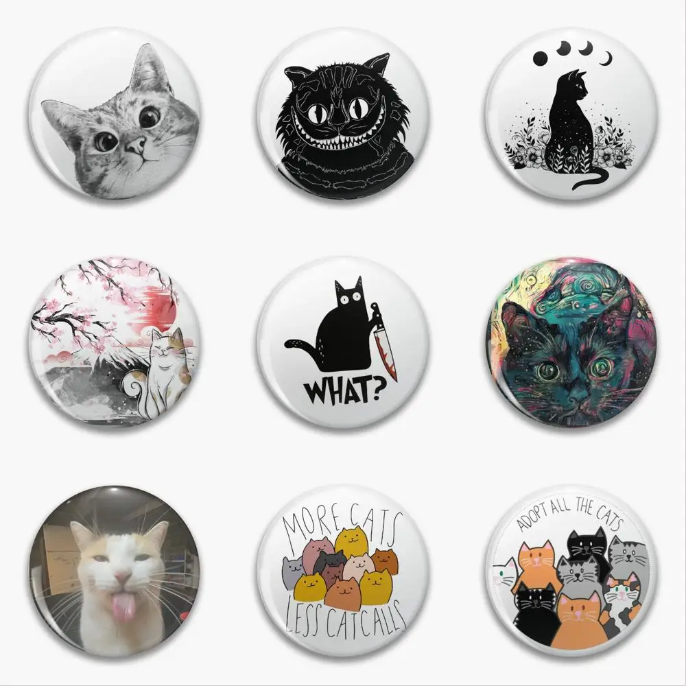 Cute Cat Soft Button Pins Sad and Cool Meme Pack Printed Icon Gifts for  Friends Badge Collar Brooch Lapel Pin Metal - AliExpress